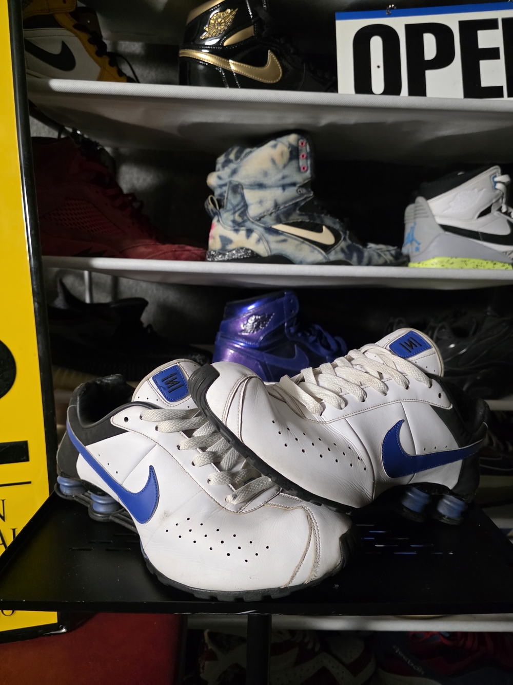 🔥 Nike Shox Classic Men Size 10.5 White & Blue Shox Sneakers